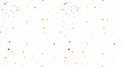 Colorful confetti in various shapes and sizes scattered across a white background.
